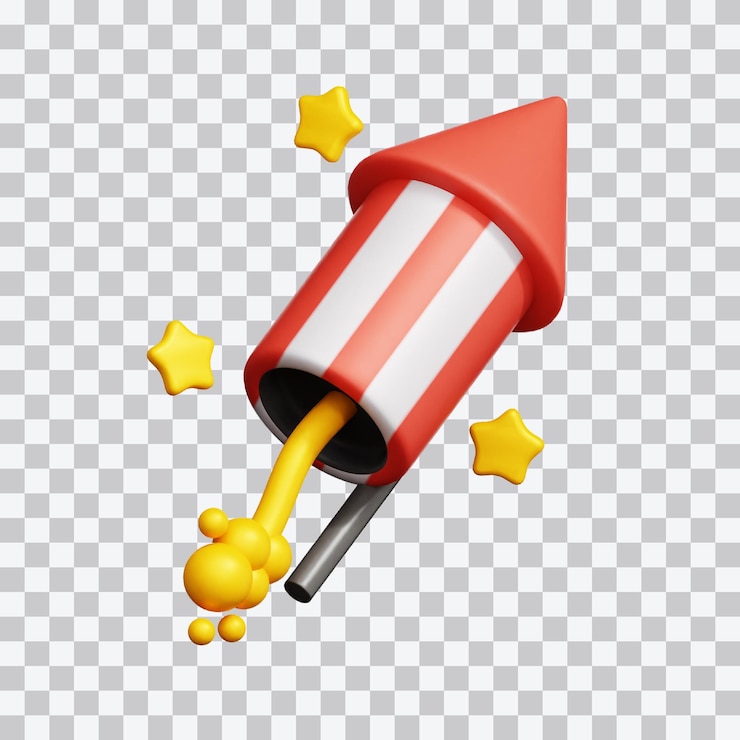PSD illustrazione 3d di fuochi d'artificio