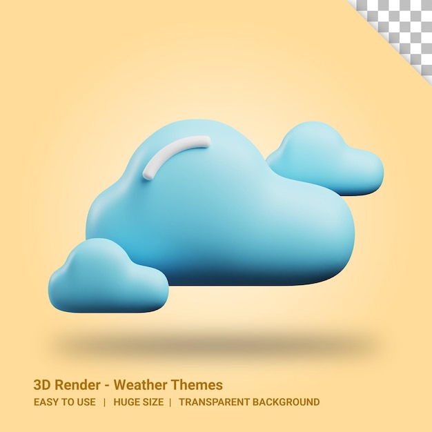 Illustrazione 3d di giorno nuvoloso con sfondo trasparente