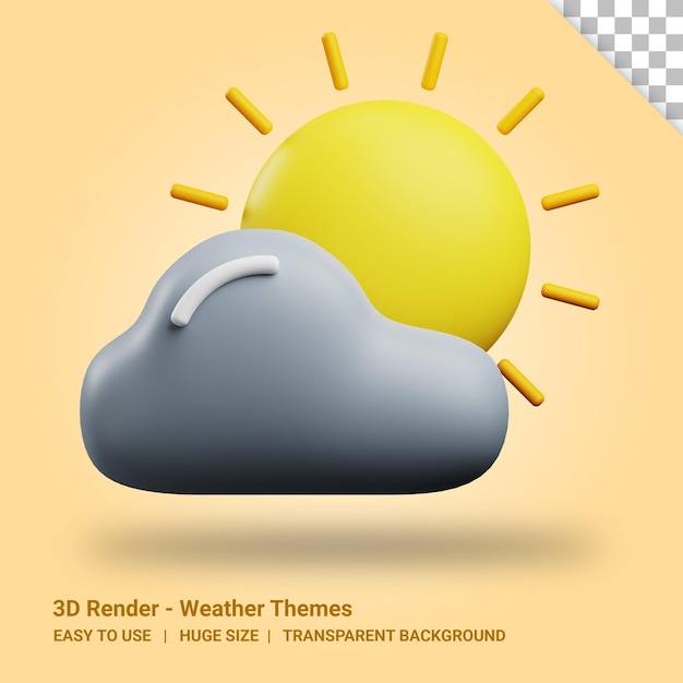 Illustrazione 3d di giorno nuvoloso con sfondo trasparente