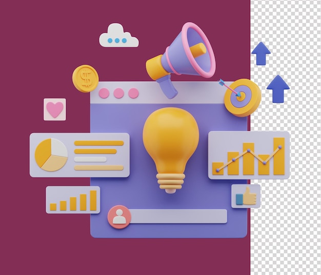 Illustrazione 3D di idea di affari