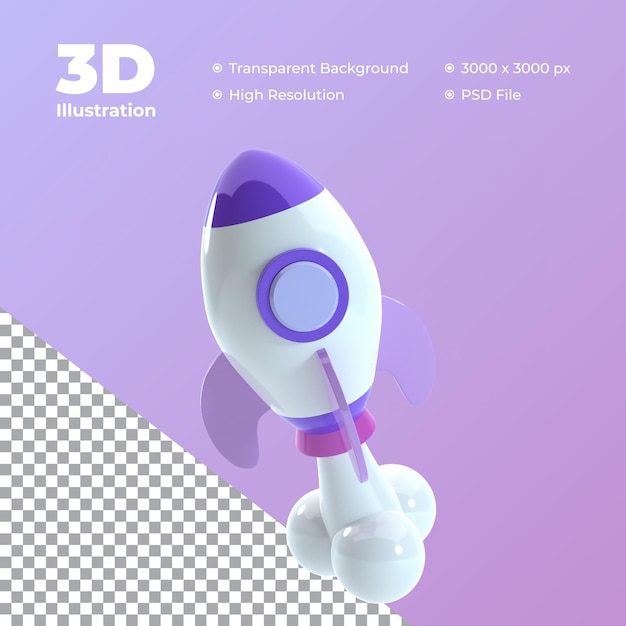 Illustrazione 3D di lancio del razzo