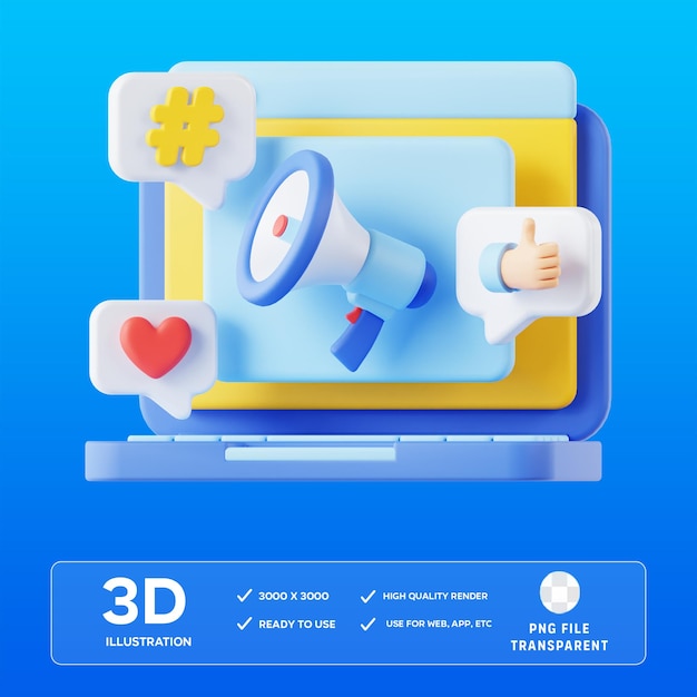 Illustrazione 3D di marketing digitale PSD