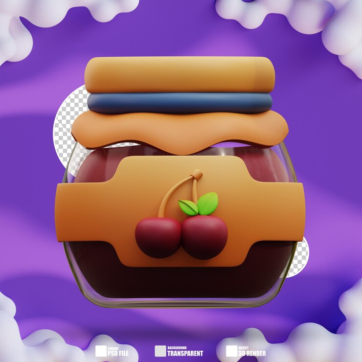Illustrazione 3D di marmellata di ciliegio 4