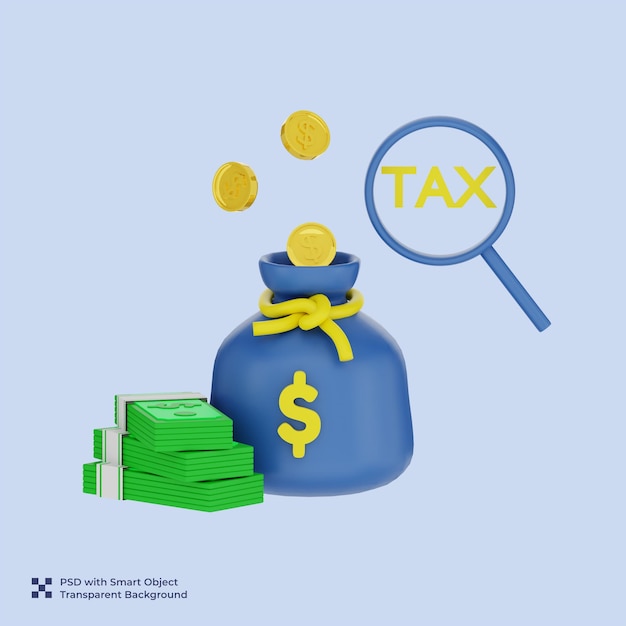 Illustrazione 3D di Money and Tax