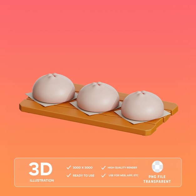 Illustrazione 3D di panini cinesi