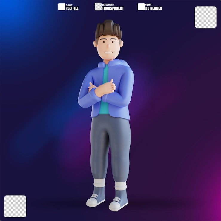 PSD illustrazione 3d di persone con le braccia incrociate 5
