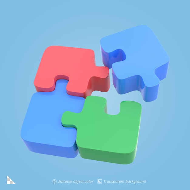 Illustrazione 3D di pezzi colorati di un puzzle