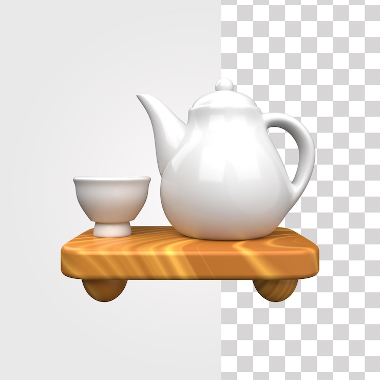 PSD illustrazione 3d di poci tea