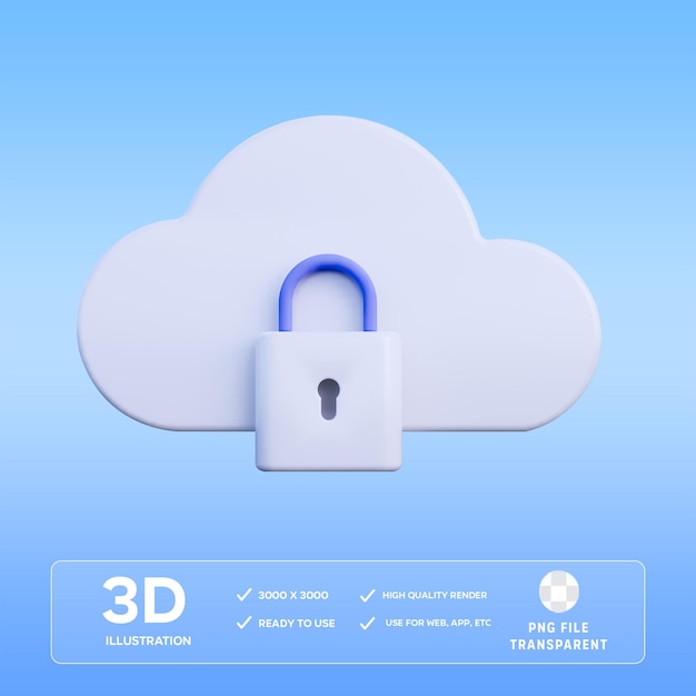Illustrazione 3D di PSD Cloud Lock