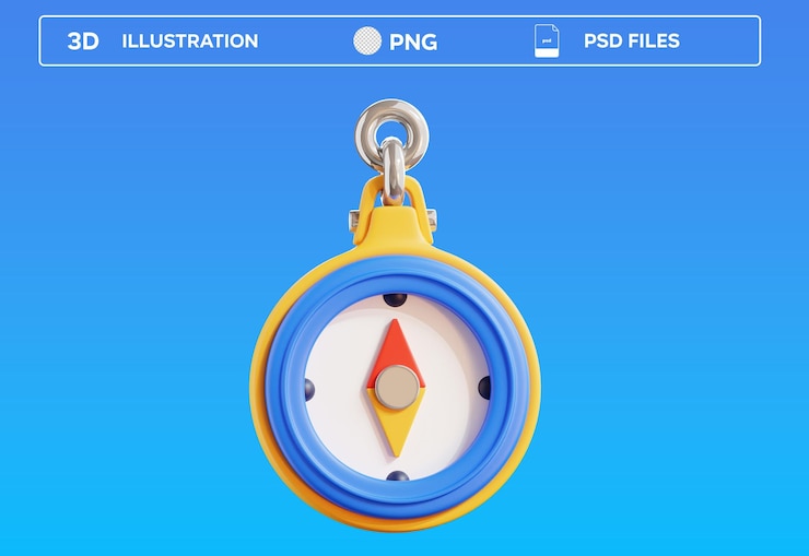 PSD illustrazione 3d di psd compass