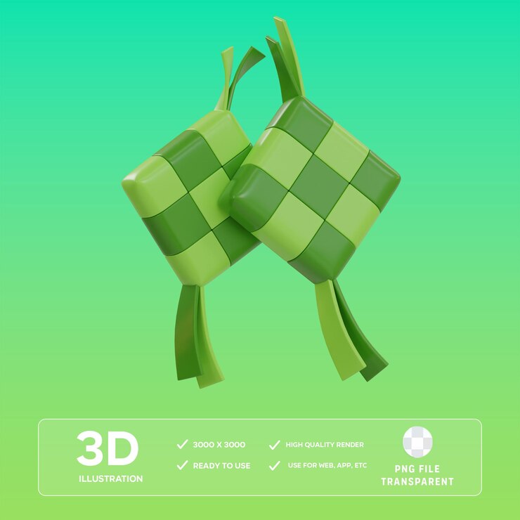 PSD illustrazione 3d di psd ketupat