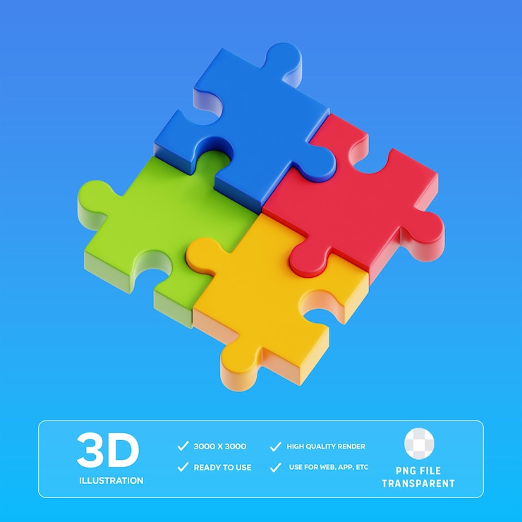 PSD illustrazione 3d di psd puzzle