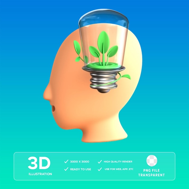 Illustrazione 3D di PSD thinkgreen