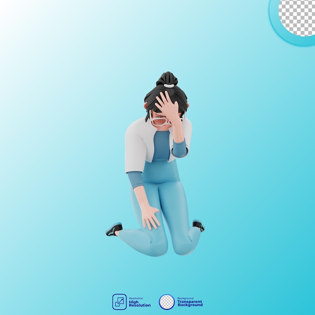 illustrazione 3d di ragazza con posa vertiginosa