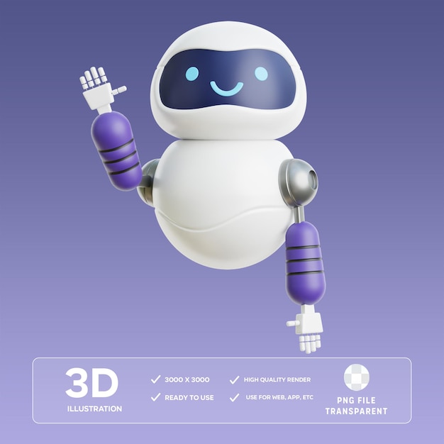 Illustrazione 3D di robot PSD e stretta di mano umana
