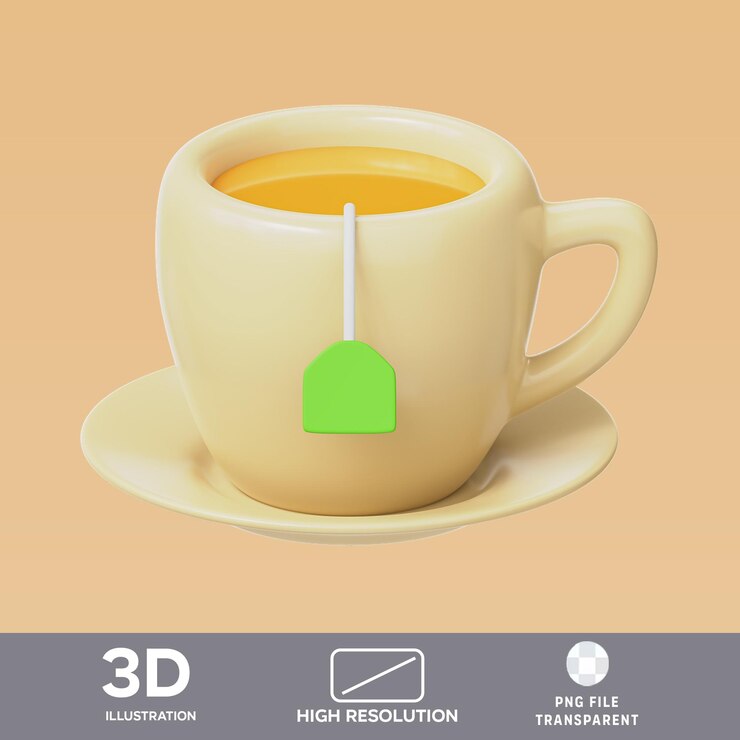 PSD illustrazione 3d di sacchetti di tè psd