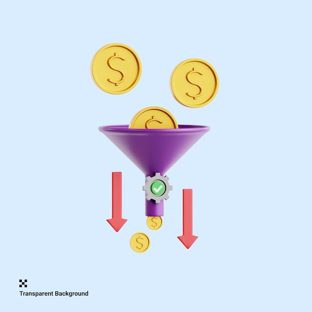 Illustrazione 3D di strategie di riduzione dei costi per l'efficienza aziendale