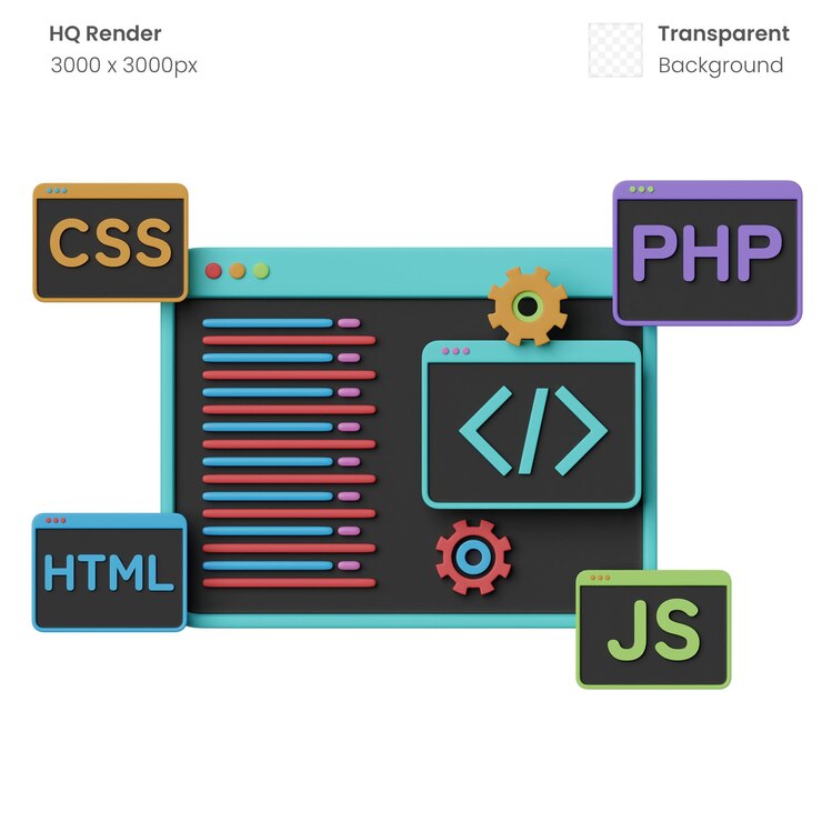 PSD illustrazione 3d di sviluppo web