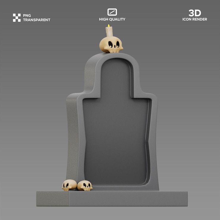 PSD illustrazione 3d di tombstone psd