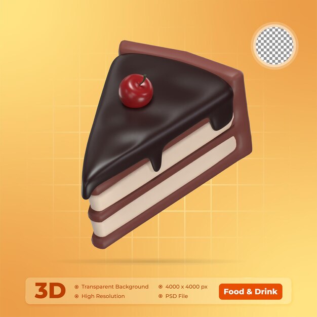 Illustrazione 3D di torte Icona Alimenti e bevande con sfondo trasparente