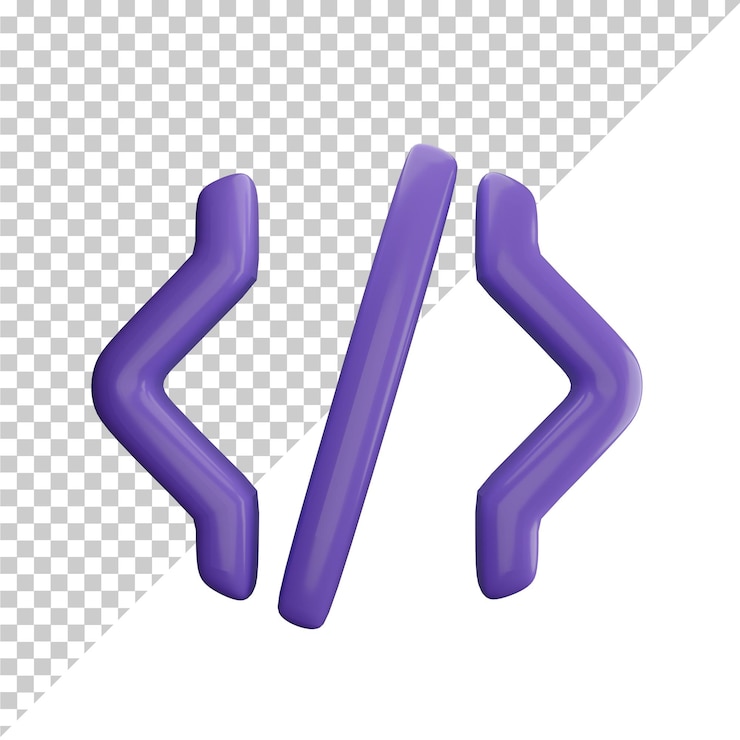 PSD illustrazione 3d di un bracket di codifica su uno sfondo isolato