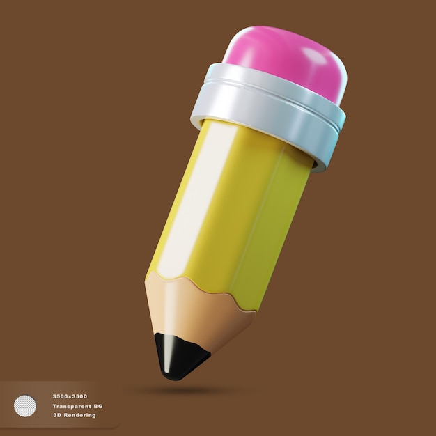 Illustrazione 3D di un'icona a matita