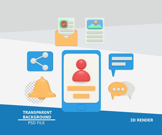 illustrazione 3d di un profilo di un account di marketing