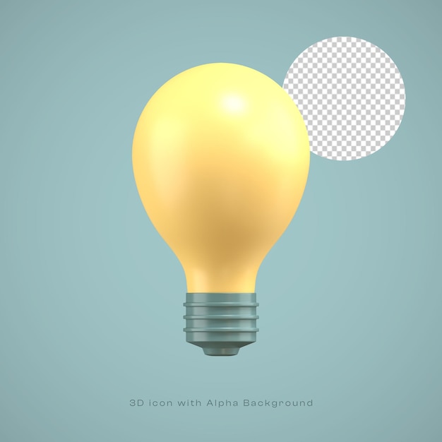 Illustrazione 3D di una lampadina con rendering di alta qualità