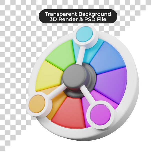 Illustrazione 3D di una ruota dei colori in stile minimalista