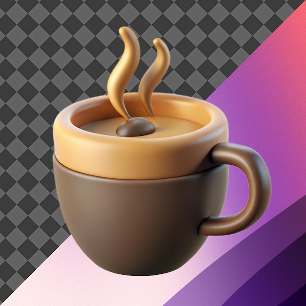 Illustrazione 3D di una tazza di caffè al vapore