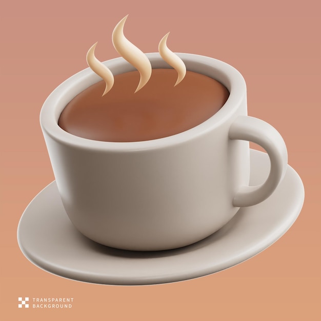 Illustrazione 3D di una tazza di caffè calda PSD
