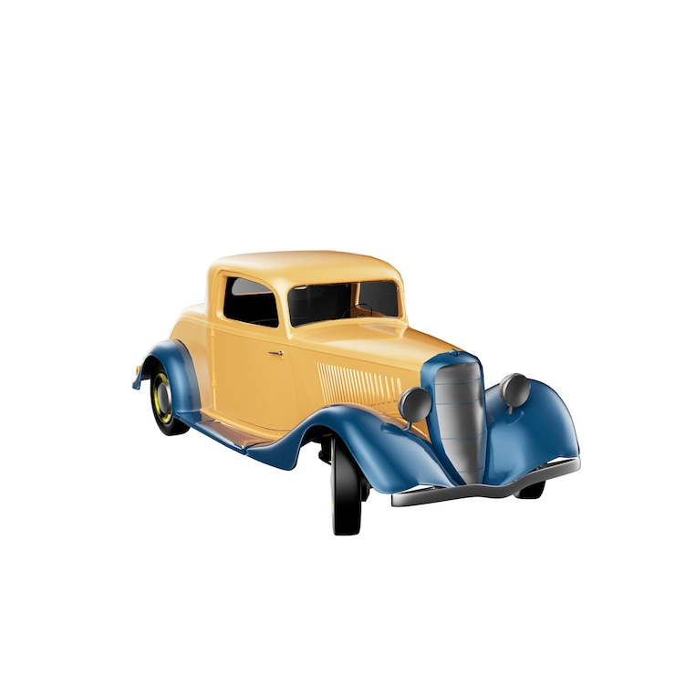PSD illustrazione 3d di vecchie auto