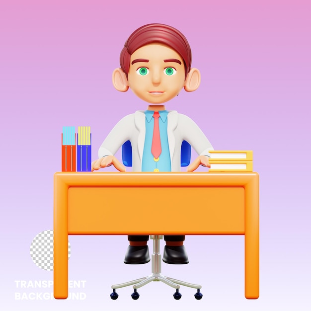 Illustrazione 3d dottore maschio in ufficio