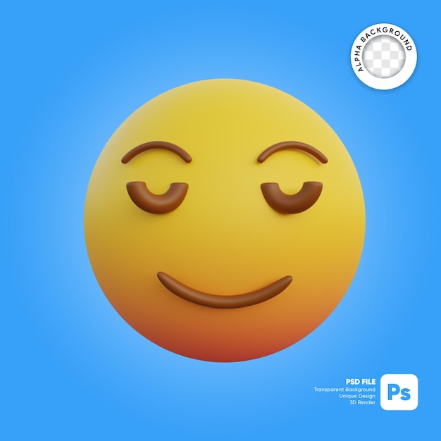 Illustrazione 3d emoticon di espressione faccina timida