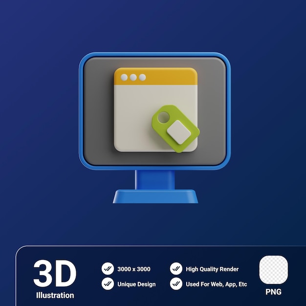Illustrazione 3D Etichetta di ottimizzazione Seo