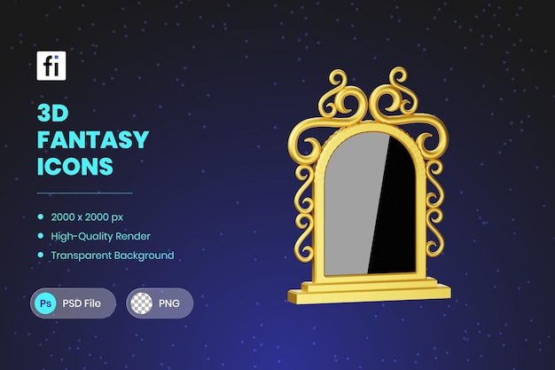 Illustrazione 3D Fantasy Magic Mirror