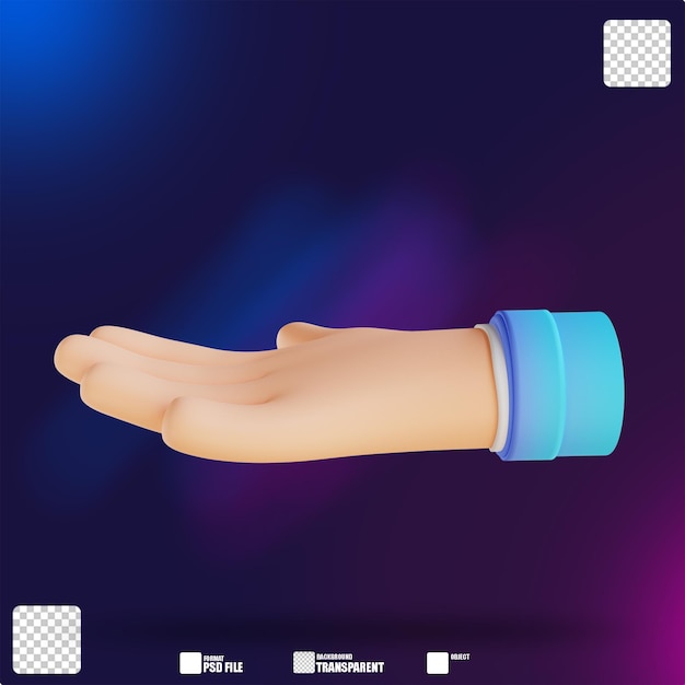 Illustrazione 3D gesti delle mani di donazione