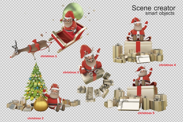 Illustrazione 3D giorno di Natale con Babbo Natale