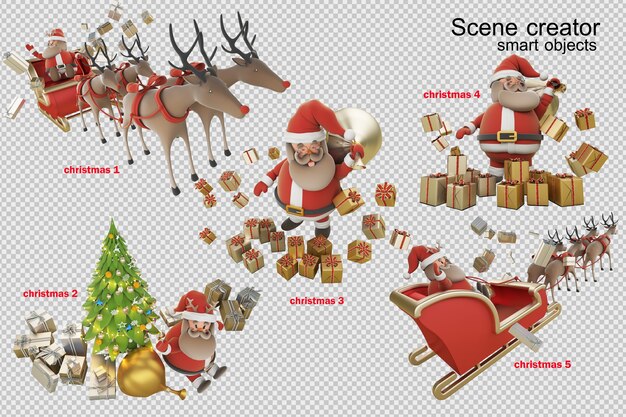 Illustrazione 3D giorno di Natale con Babbo Natale