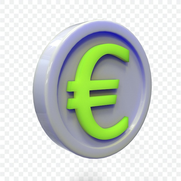 illustrazione 3d Icona moneta in euro rendering 3d di denaro