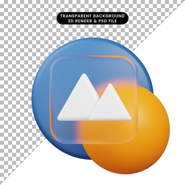illustrazione 3d icona ui morfismo vetro icona galleria 3d rendering
