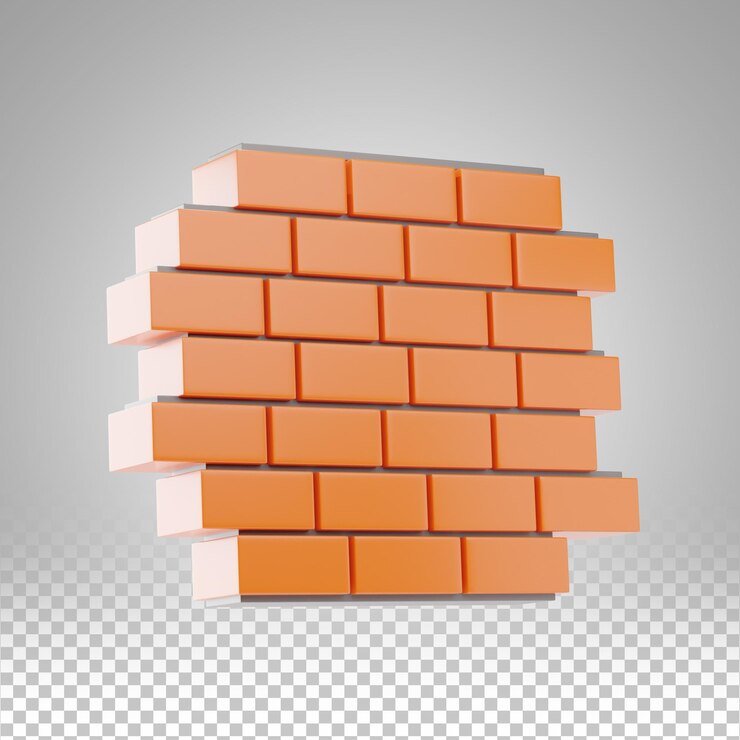 PSD illustrazione 3d in stile cartone animato per pareti di mattoni