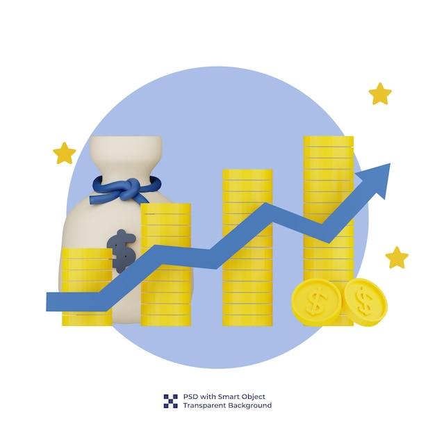illustrazione 3d investimento di profitto