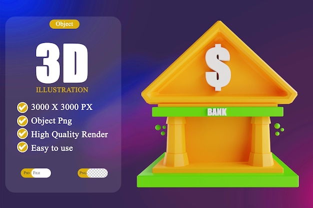 Illustrazione 3D low poly banking 3