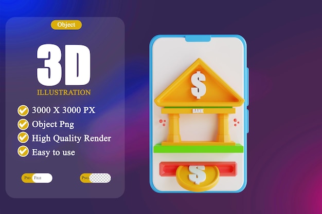 Illustrazione 3D low poly money e mobile banking 2