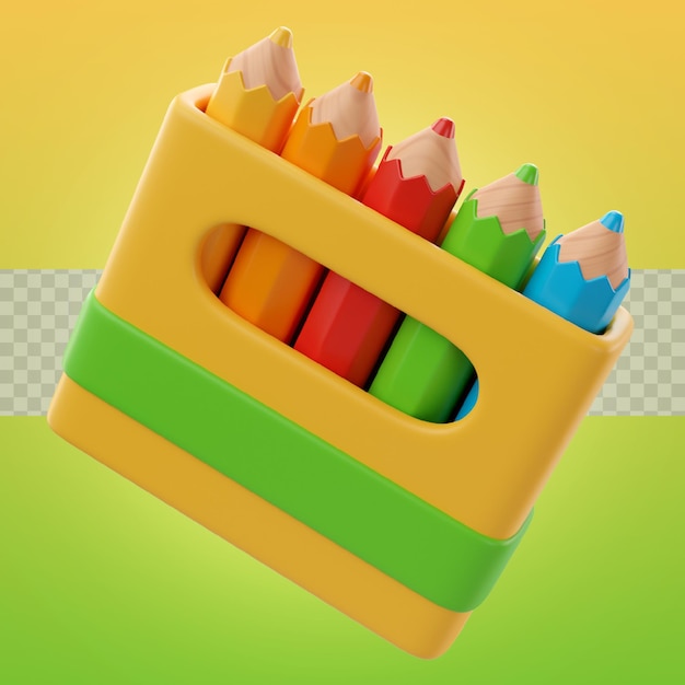 illustrazione 3d matita colorata dell'icona del ritorno a scuola