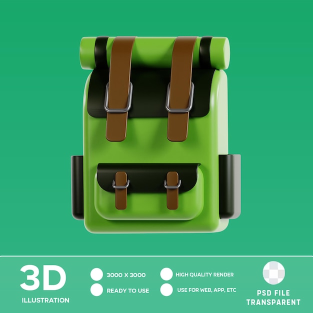 Illustrazione 3D militare di Backpack PSD