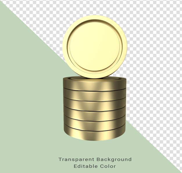 Illustrazione 3d minima Pila di monete d'oro come il concetto di grafico del reddito