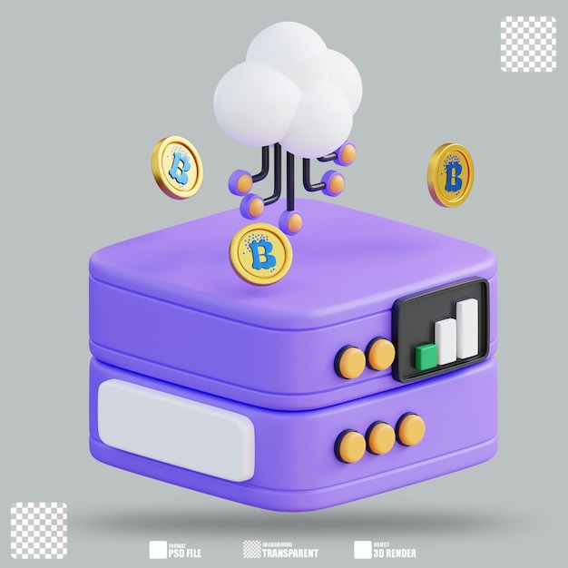 Illustrazione 3D Mining in nuvola di criptovalute 3