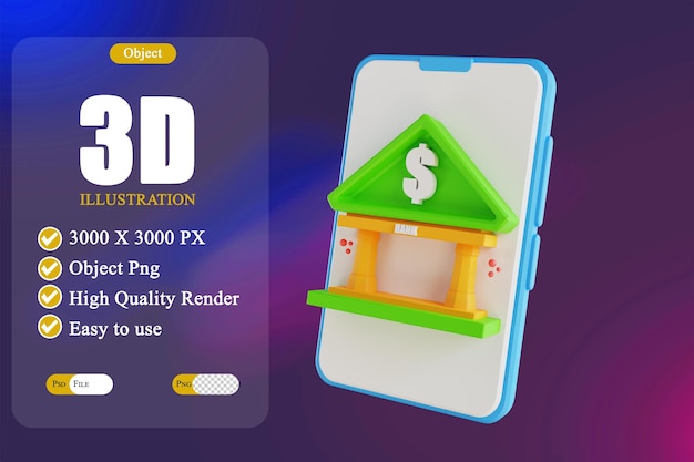 Illustrazione 3D Mobile banking a basso numero di poli 2